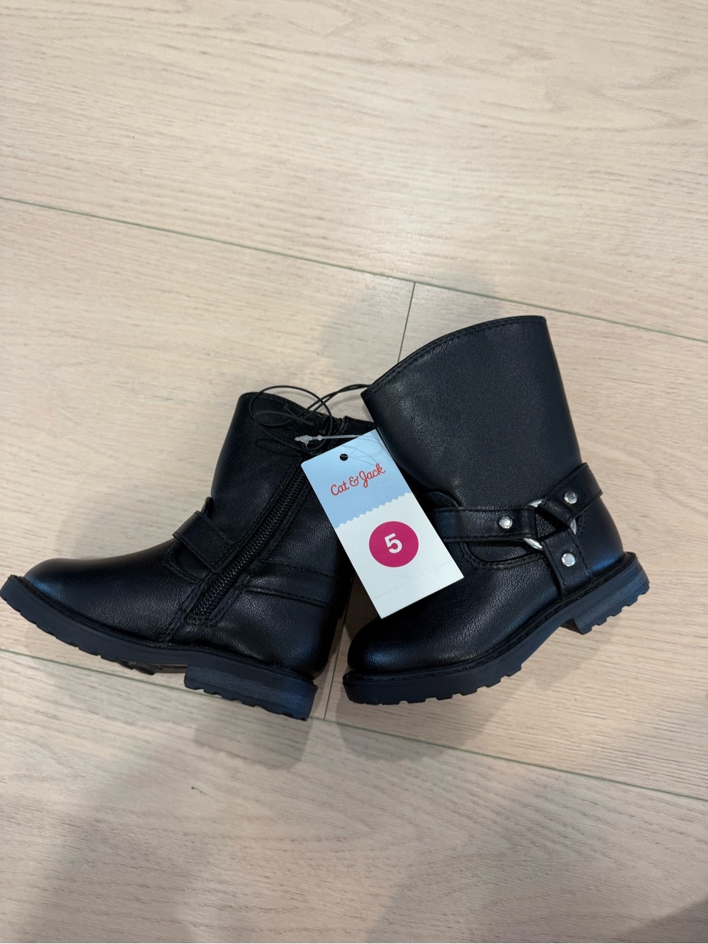 NWT Cat & Jack Black Faux-Leather Kids Riding Boots | 5C